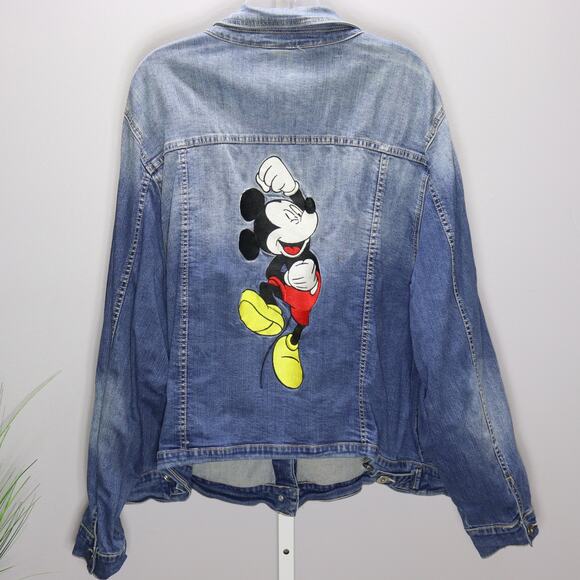 Disney Mickey Mouse Denim Jacket Women’s Size 5 (S/M) Embroidered Jean - Picture 2 of 4